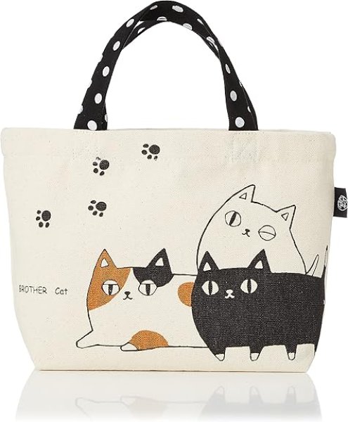 画像1: セラミック藍 トートバッグ 小 猫3兄弟 三匹 13596 30×マチ10×20cm [ B084RSZ139 / 4543945135964 / 13596 ] (1)