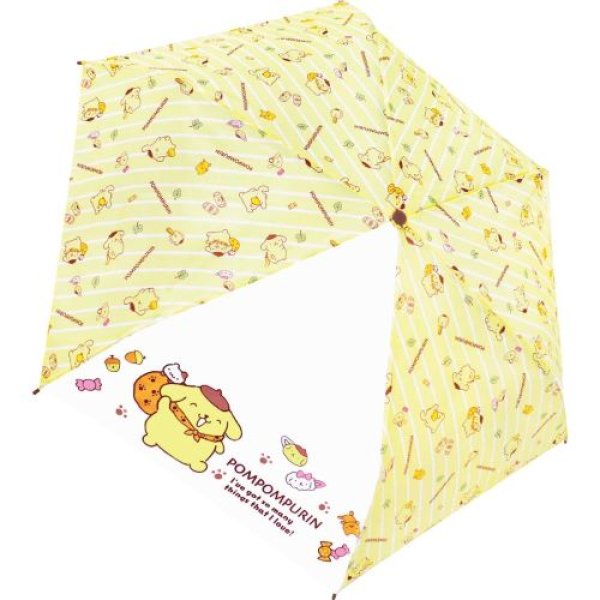 画像1: [ジェイズプランニング]Sanrio 折畳傘 ポムポムプリン ストライプ 53cm 90457 [ B0DCJX6YW4 / 4570171345225 / 90457 ] (1)