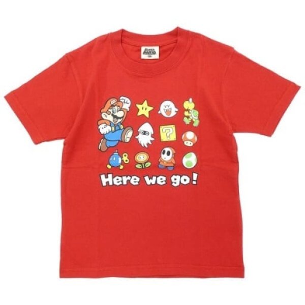 画像1: 〇[スーパーマリオ] Tシャツ マリオ グッズ キャラクター キッズ HERE WE GO ヨッシー ルイージ 子供服 レッド [ B0BVV3QNW9 / 4580112069509 / / 9677335 ] (1)