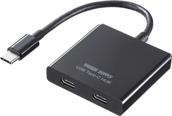 画像1: サンワサプライ USB Type-C ハブ（C×2） USB-3TCP12BK [ B0CR2YH3BF / 4969887783412 / USB-3TCP12BK ] (1)